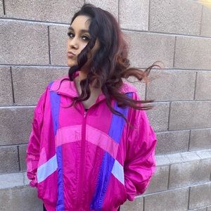 Vintage 1980s colorblock windbreaker jacket size:L